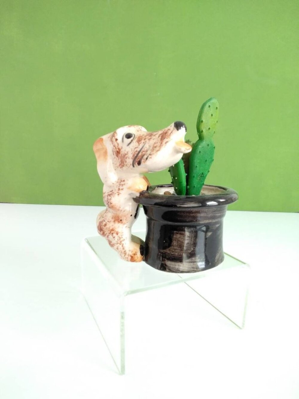 Vintage Bassett Hound Dog Planter, Small Vintage Succulent Planter
